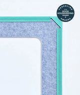 color:Pine | Neighborhood Bundle in Pine, close-up of the giant magnetic tile corner with the Good Housekeeping Parenting Awards badge