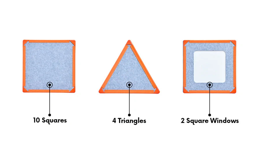 What's included in the Little Set by Superspace - 10 squares, 4 triangles, and 2 square windows.
