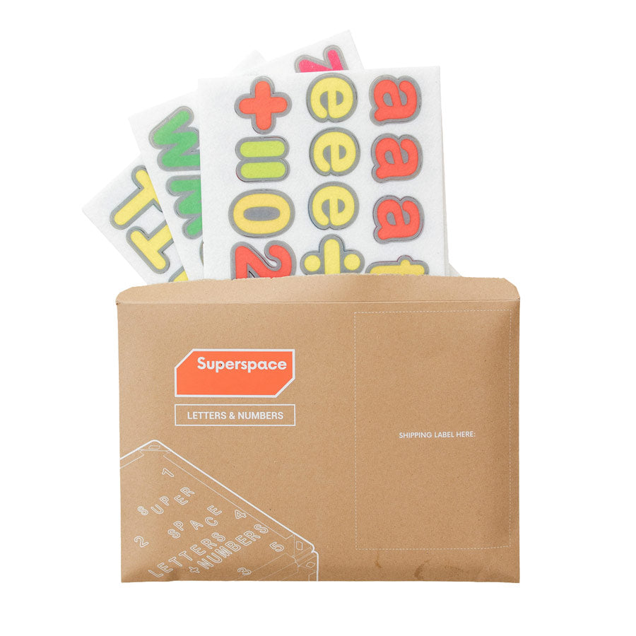 What's included in the Superspace letters & numbers pack